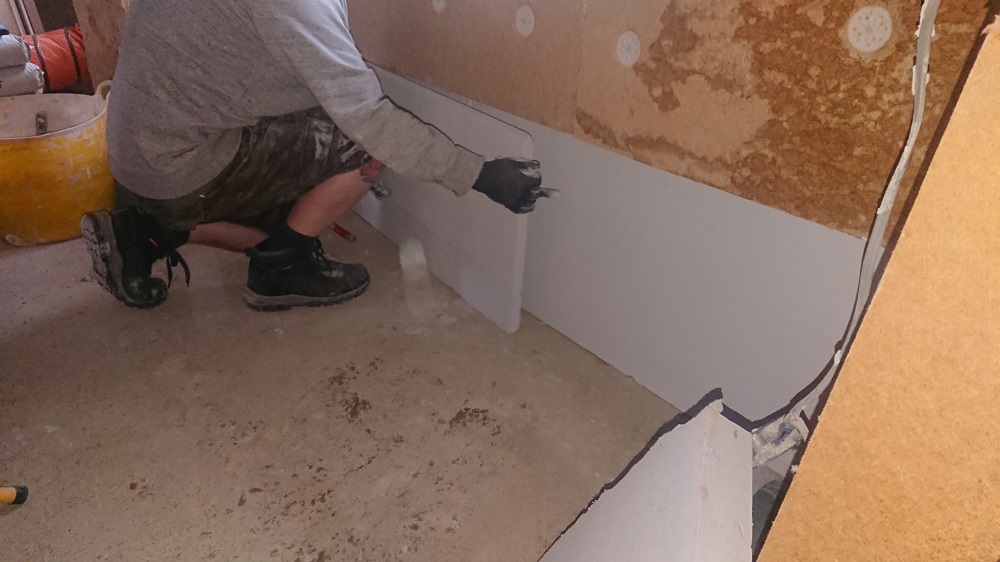 Adding Calsitherm for the bottom metre of wall in front of diathonite, with wood fibre above - phased retrofit of an 1800s sandstone detached house near Preston